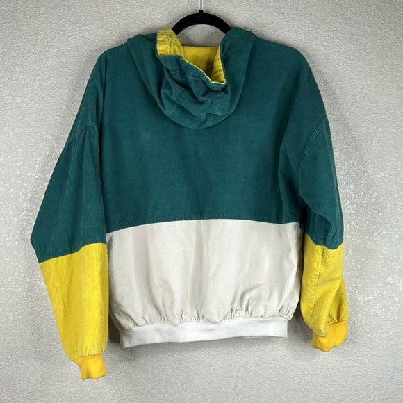 Macro Light 90's Y2K Corduroy Yellow Green Black Hoodie Jacket Size Medium - Picture 5 of 7